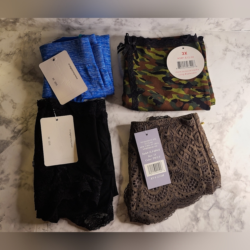 4 Pairs of Plus Size Panties, 3x
